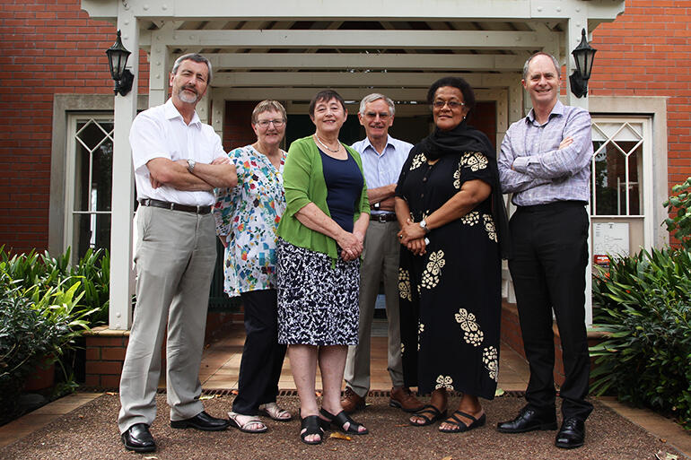 L-R: Tony Gerritsen, Adrienne Bruce, Judith, Allan Davidson, Sereima Lomaloma and Michael Hughes.