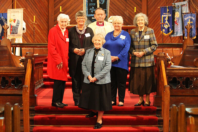 Joan Neild, in the foreground, with some of the MU leadership team.