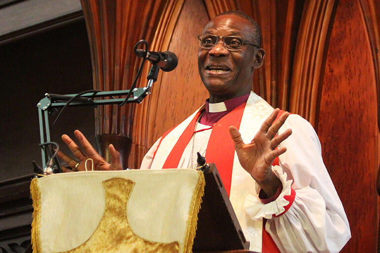 ‘Do I have a choice?’ File photo of Archbishop Josiah Idowu-Fearon preaching in Auckland’s Church of The Holy Sepulchre.