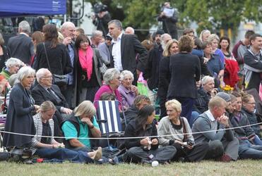 People gather for the memorial service in Latimer Square. Photo: Dean Kozanic/Fairfax NZ