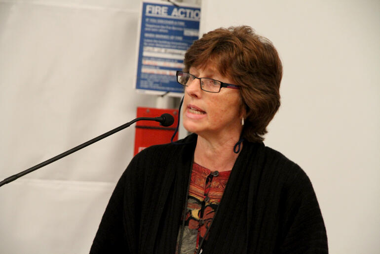 Anthea Napier, seen here speaking to a social justice remit at the 2016 General Synod.