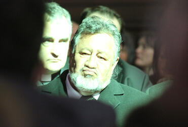 The Minister of Maori Affairs, Dr Pita Sharples, on the speaker's bench for the tangata whenua.
