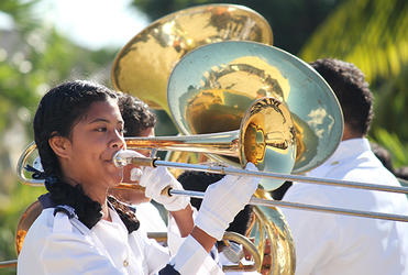 The St Andrew's College Brass Band performed at the welcome for the bishops.