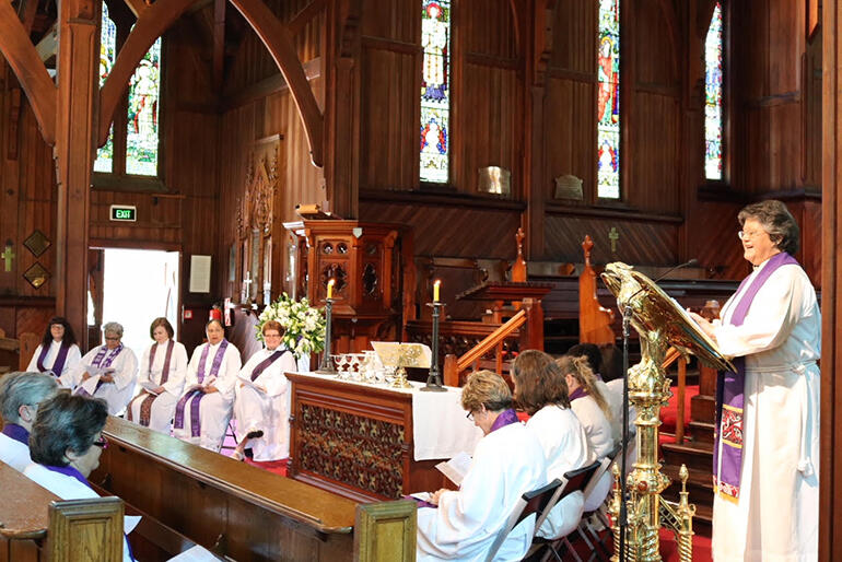 The Rev Jenny Quince at the lectern in St Mary's.