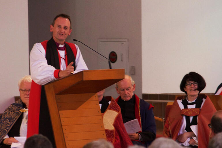 Auckland's Bishop Ross Bay praises Dean Jo for her kindness in ministry.
