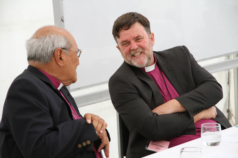 Archbishops Brown Turei and Philip Richardson share a lighter moment.