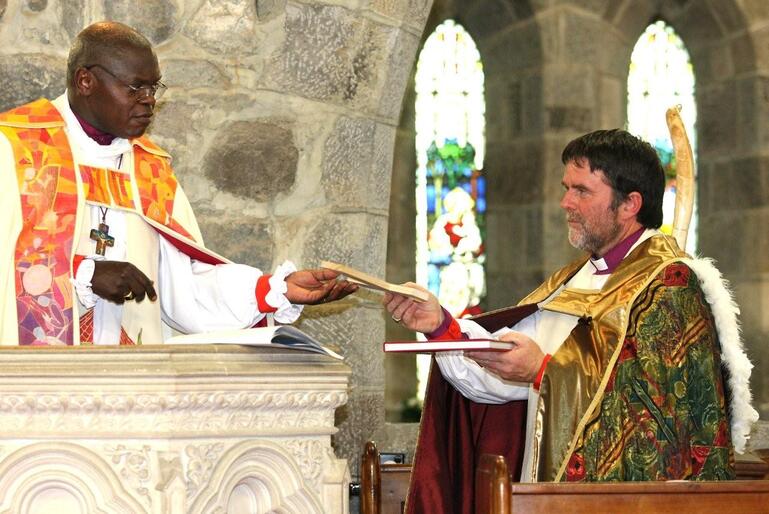 Bishop Richardson with the Archbishop of York during last year's consecration of St Mary's New Plymouth as a full-fledged cathedral.