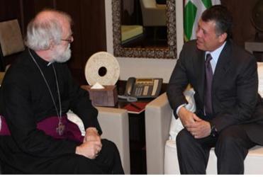 The Archbishop of Canterbury chats with His Majesty King Abdullah II of Jordan.