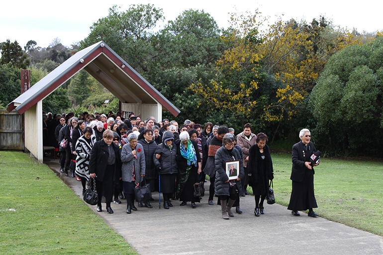 Image of group of Manuhiri entering a Marae