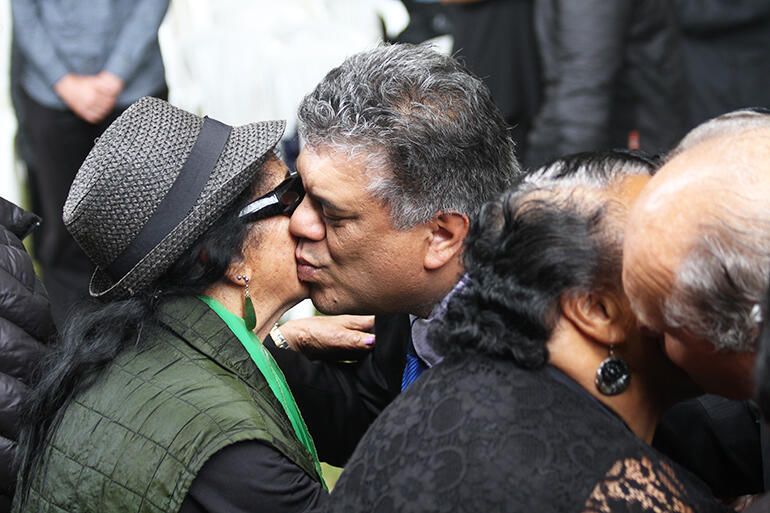 Rahui Papa passing through the hongi line.