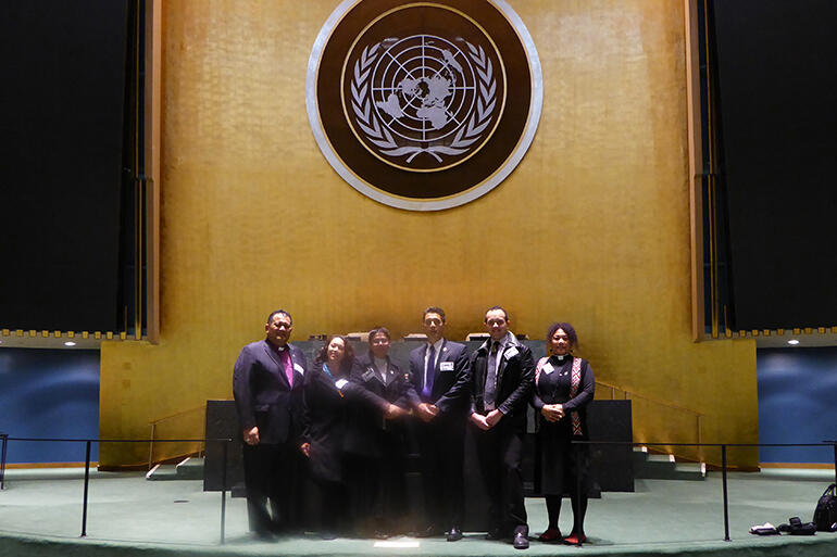 The Aotearoa delegation visiting the UN General Assembly in Manhattan.