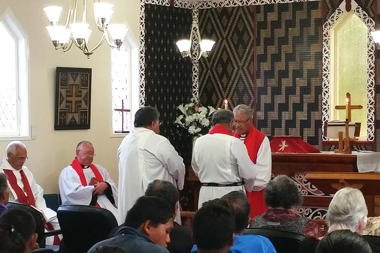 The Ven Joe Huta (left) and the Ven Dr Te Waaka Melbourne are made archdeacons emeritus of Manawa o Te Wheke.