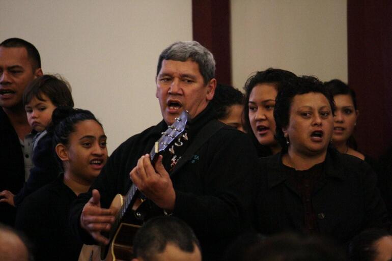 John Tapene, on guitar, is the Headmaster at Northland College in Kaikohe.