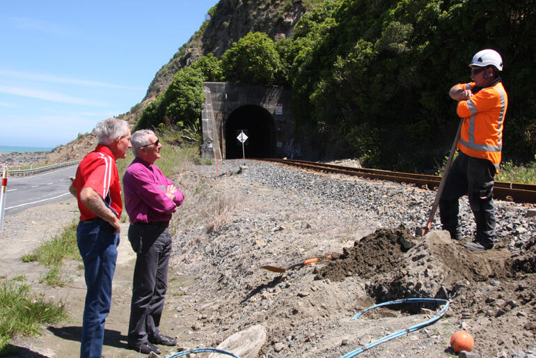 Scott from Downer talks with Bishop Richard about aftershocks and what it's like trying to dig up fibre optic cables.