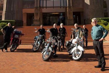 Dean Frank Nelson welcomes the touring bikers to Wellington Cathedral. Photo/Stu Corlett.