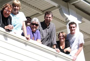 Tim Harris (centre) with some of the students at Bishopdale Theological College, in March 2009, shortly after its opening.