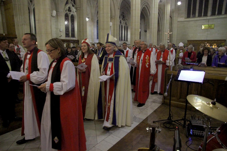 The house of bishops enters the house of God, St Paul’s Cathedral Dunedin.