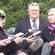 Bishop Victoria Matthews and earthquake minister Gerry Brownlee face the media. 