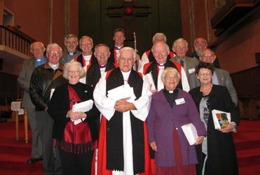 Living history: seven Waiapu bishops - and the 10 authors of The Gift Endures.