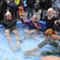 Dean Peter Beck and Bishop Victoria Matthews take the icy plunge for children with heart defects.