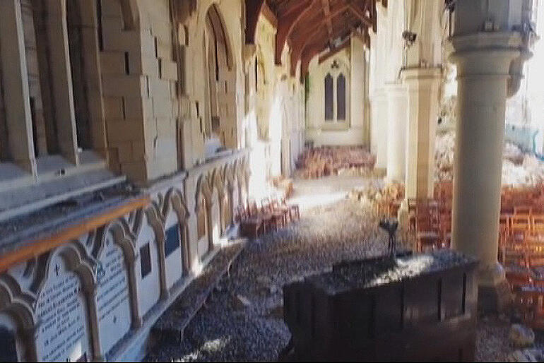 Recent drone footage has revealed serious structural damage in the main walls of the cathedral portions still standing.