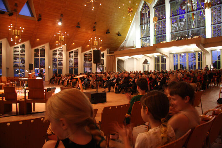 After the dedication, the crowd moved into the cathedral for a concert.