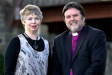 It's a fair cop: Anne Knox with Bishop Philip Richardson. Photo: Andy Jackson of Fairfax Media.