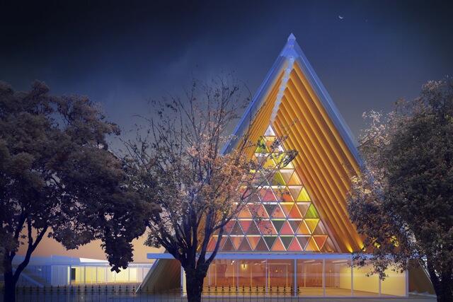 An architect's impression of Christchurch's Transitional Cathedral.
