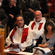 Bishop-elect Justin and his wife Jenny listen as Martin and Alison Robinson preach the sermon.