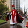 The new barefoot bishop walks down Molesworth St towards the Canterbury Door of the cathedral.