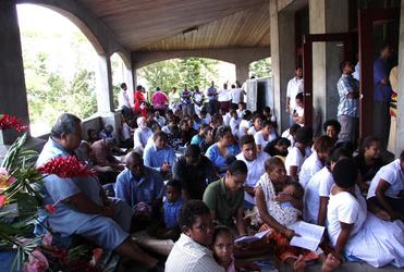 As many listened in from the cathedral verandahs as were seated in the church itself.