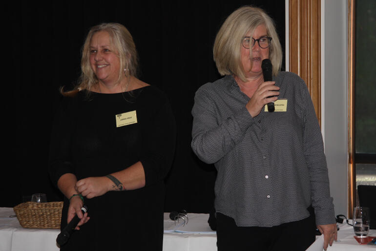 Auckland Diocesan Youth Facilitator Karen Spoelstra introduces Lorna Gray.