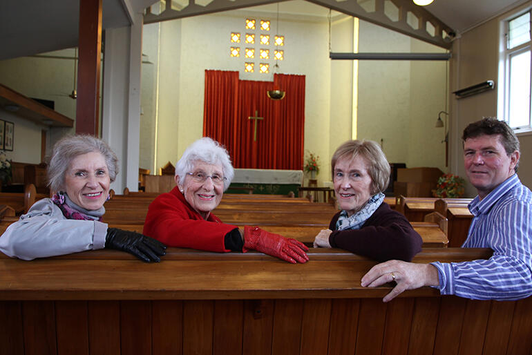 Back, after 50 plus years, in a formative place for their family: L-R Ann Anderson, Alice Wylie, Suzanne Radley and Tim Bennett.