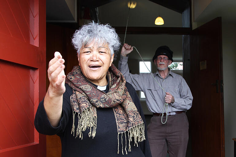 Naumai! Haere Mai! Rev Jacynthia Murphy welcomes the Wylie whanau back to the church which held significant memories for them.