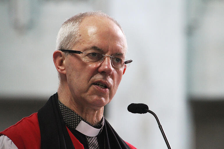 Archbishop Justin Welby, the 105th Archbishop of Canterbury, preaching in Suva's Holy Trinity Cathedral.