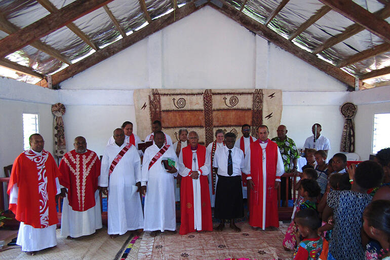 The altar party. The two new deacons are Rev Peni Waqamaira (left) and Rev Waisea Radrodro.