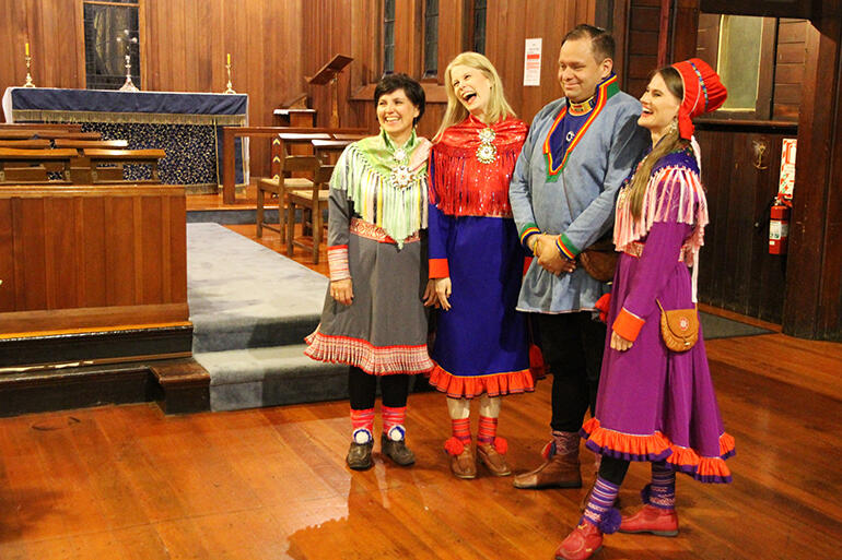 Sami delegates. L-R: Risten Turi Aleksandersen; Hanne Punsvik Oygard; Vidar Andersen and Helga West.