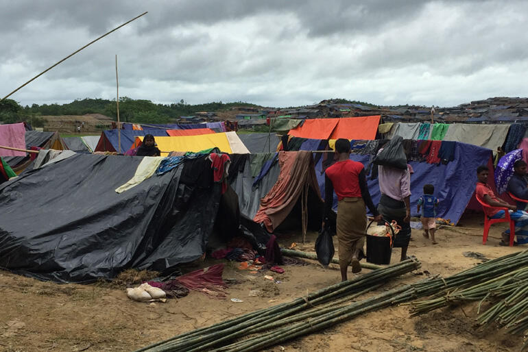 CWS partners in the ACT Alliance are providing makeshift shelter, plus food, hygiene items and medical care for Rohingya people. Photo:Christian Aid.