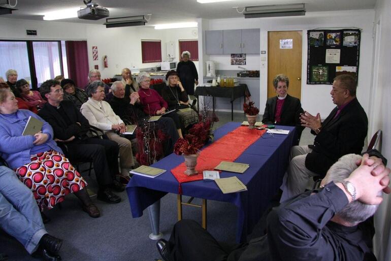 Some of the folk who turned up for "A conversation with Bishop Katherine" at the Bishop's Centre, Te Hepara Pai, Christchurch.