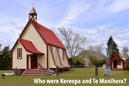 An historic white and red-brown painted weatherboard church & historic hall in a rural setting