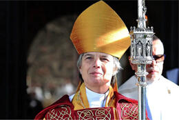 Bishop Cherry Vann smiles in mitre