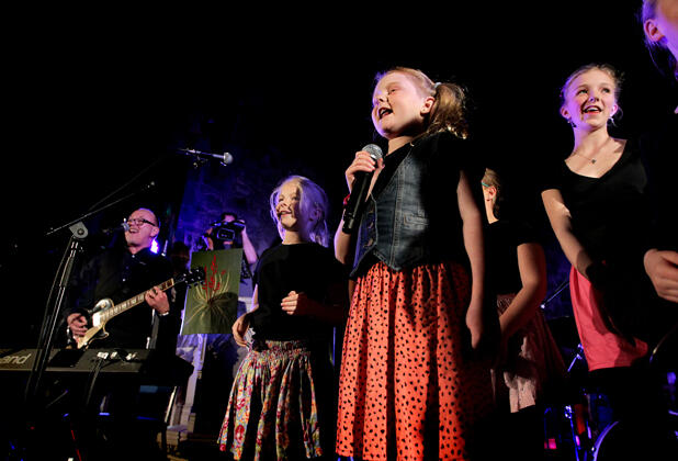 Carrie Allen centre-stage during a concert by Dave Dobbyn in Taranaki Cathedral. Picture: Cameron Burnell/Taranaki Daily News.