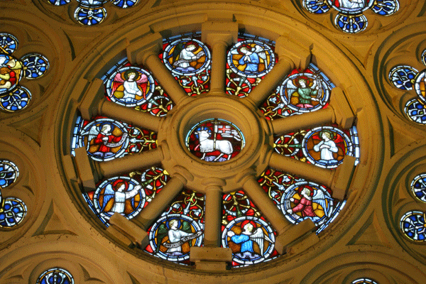 ChristChurch Cathedral's rose window, which now lies in the rubble of the nave. Photo: Bridgit Anderson