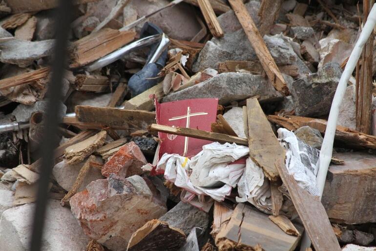 A sign of hope, spotted in the rubble of the demolished ChristChurch Cathedral belltower.