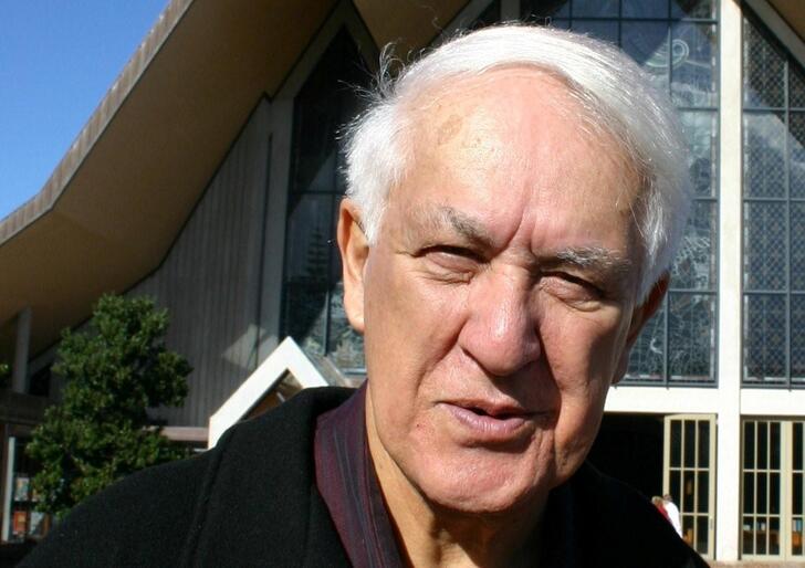 Sir Paul Reeves - in the forecourt of Auckland's Holy Trinity Cathedral, where he was a parishioner.