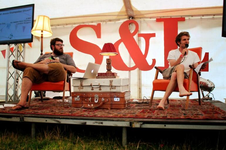 The  main stage in the marquee at the Festival of Salt and Light.