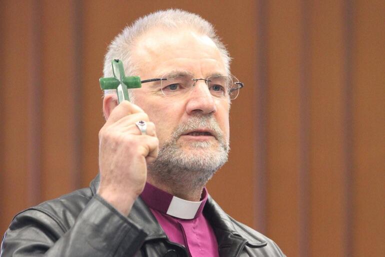 The Bishop of Dunedin, the Rt Rev Dr Kelvin Wright, preaching at the College Eucharist - which coincided with Holy Cross Day.