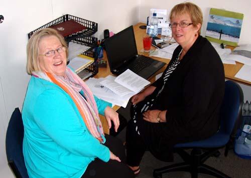 Looking after their students to the very end: Director Linda Cowan (right) and academic registrar Sue Haley. 