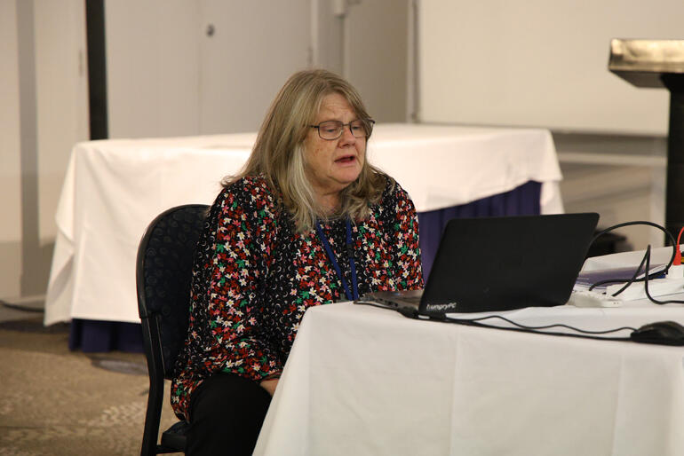 Disability Ministry Educator the Reverend Vicki Terrell leads night prayer.