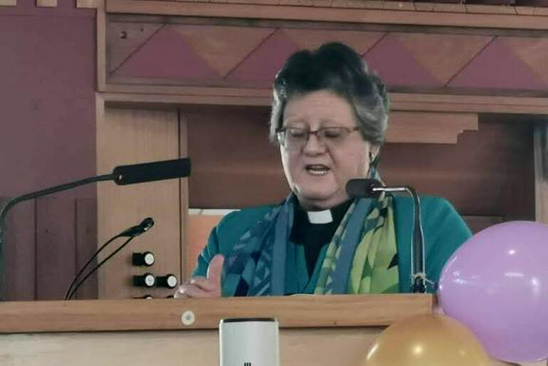 Rev Jenny Quince shares the story of Māori women's pathway toward ordination in the Māori Anglican Church at the Rotorua book launch.